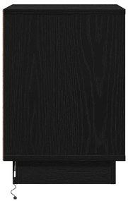 mesa de cabeceira com luzes LED preta 39x34,5x50 cm