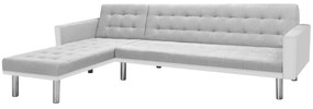Sofá-cama tecido com chaise longue 218x155x69cm branco cinzento