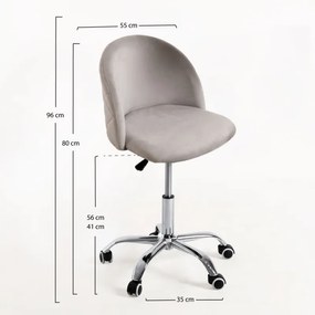 Cadeira Vint Veludo Office - Cinza
