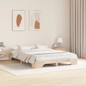 Estrutura de Cama Natural Madeira de Pinho 160 x 200 cm Durável