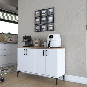 Armário Multiusos JE162 – Branco e Nogal – 120x78,6x40 cm