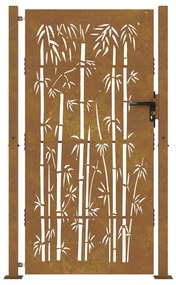 Portão de jardim 105x180 cm aço corten design bambu