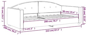 Sofá-cama 90x200 cm veludo cinzento-claro