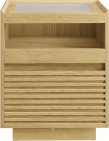 Mesa de cabeceira com iluminação LED 40 x 45 x 55 cm cor de carvalho natural