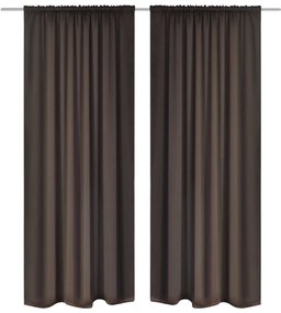 2 pcs cortinas opacas com barra de franzir 135 x 245 cm castanho