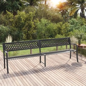 vidaXL Banco de jardim duplo 246 cm aço preto