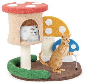 Arranhador para gatos Torre 4 em 1 com Poste de sisal Tábua de arranhar de sisal e bola de mola Multicolorido