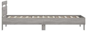 Estrutura de cama c/ cabeceira/luzes LED 90x190 cm cinza sonoma