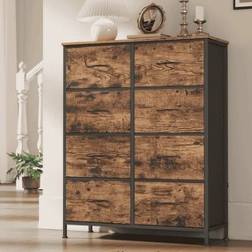 Cómoda com 8 gavetas de tecido 30 x 76,7 x 95,2 cm castanho vintage-Preto