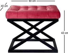 Pouffe Capraz – Preto e Vermelho – 50x42x40 cm
