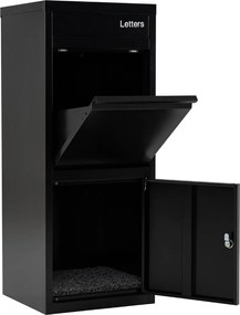 Caixa correio para encomendas 41 x 38 x 102 cm em aço galvanizado com porta com fechadura antirroubo, almofada amortecedora, 2 chaves, para pátio ou e