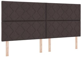 Cama Box com Colchão e LED Castanho Escuro 200x200 cm em Tecido