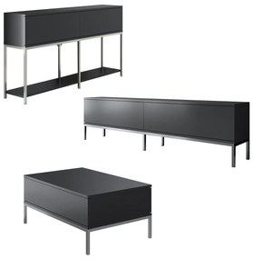 Conjunto de Mobiliário de Sala de Estar Lord – Antracite e Prateado –