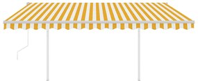 Toldo automático c/ LED e sensor de vento 4x3 m amarelo/branco