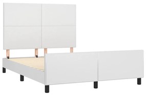 Estrutura cama c/ cabeceira couro artificial 140x190 cm branco