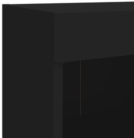 5 pcs móveis de parede p/ TV c/ LEDs derivados de madeira preto