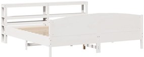 Cama sem colchão 200x200 cm madeira de pinho maciça branco