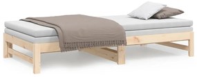 Sofá-cama de puxar 2x(100x200) cm madeira de pinho maciça