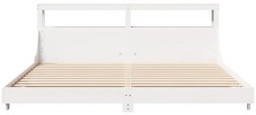 Cama sem colchão 200x200 cm madeira de pinho maciça branco