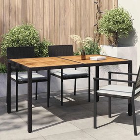 vidaXL Mesa de jardim 150x90x75 cm vime PE e madeira acácia preto