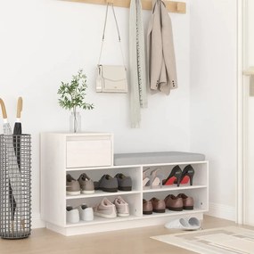 vidaXL Sapateira 110x34x61 cm madeira de pinho maciça branco