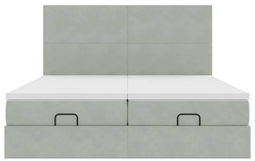 Estrutura cama otomana colchões 180x200cm veludo cinzento claro