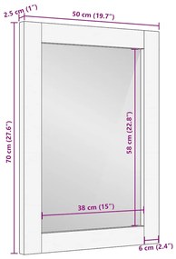 Espelho casa de banho 50x70x2,5 cm mangueira maciça castanho