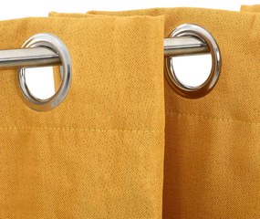 Cortinas opacas aspeto linho c/ ilhós 2 pcs 140x245 cm amarelo