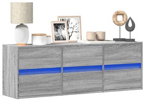 vidaXL Móvel de parede p/ TV c/ luzes LED 130x31x45 cm cinzento sonoma