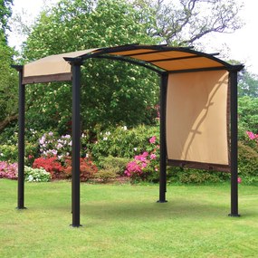 Pergola 3x2,5 m com teto retrátil para jardim pátio Terraço Tecido de poliéster parafusado resistente aos raios UV Bege