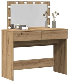 Mesa de Maquiagem com LED Carvalho Artesanal 100x40x120 cm