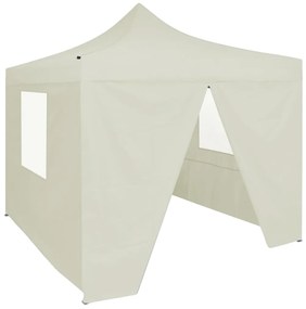 vidaXL Tenda dobrável profissional festas 4 paredes 2x2 m aço creme