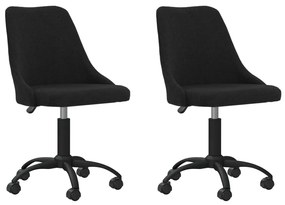 vidaXL Cadeiras de jantar giratórias 2 pcs tecido preto