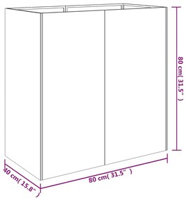 Vaso/floreira 80x40x80 cm aço corten