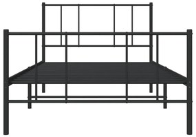 Estrutura de cama com cabeceira e pés 75x190 cm metal preto