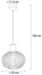Moderne draad hanglamp zwart met beige 23cm - Gila Moderno