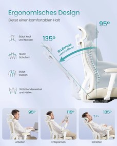 Cadeira de escritório ergonómica com apoio ajustável bege areia