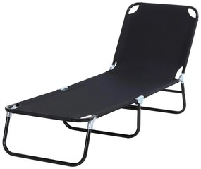 Outsunny Espreguiçadeira Jardim Dobrável de Praia Reclinável Exterior 3 Posições Ângulo Ajustável Carga 120 kg 190x56x28 cm Preto | Aosom Portugal