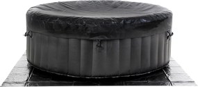 Spa insuflável portátil para 4 Pessoas com bolhas, banheira de hidromassagem, jacuzzi, preto e branco