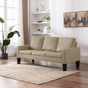 vidaXL Sofá de 3 lugares couro artificial cappuccino