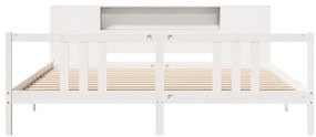 Cama com estante sem colchão 200x200 cm pinho maciço branco