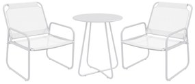 Outsunny Conjunto de Móveis de Jardim com 1 Mesa Redonda e 2 Cadeiras Estrutura de Aço e Apoio para os Braços Branco | Aosom Portugal
