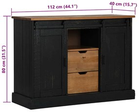 Aparador HALDEN 2 portas de correr 112x40x80 cm Madeira maciça