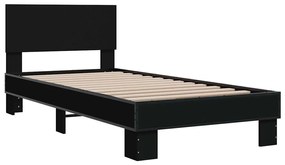 Estrutura de cama 75x190 cm derivados de madeira e metal preto