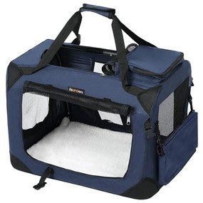 Caixa de transporte para cães FEANDREA, caixa de transporte dobrável de tecido para animais de estimação, 50 x 35 x 35 cm, azul escuro