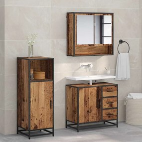 vidaXL Conjunto de Móveis para Banheiro com porta 3 pcs Madeira Antiga