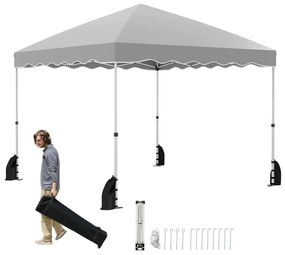 Tenda dobrável de 10 x 10 pés com cobertura retrátil e bolsa com rodas - branca