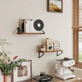 Conjunto de 2 prateleiras estante suspensa 12,7 x 40 x 11,2 cm castanho-preto