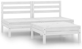 vidaXL 3 pcs conjunto lounge de jardim pinho maciço branco
