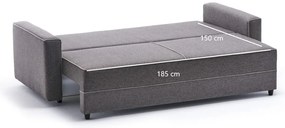 Sofá-Cama de 3 Lugares Ece – Castanho – 215x88x90 cm